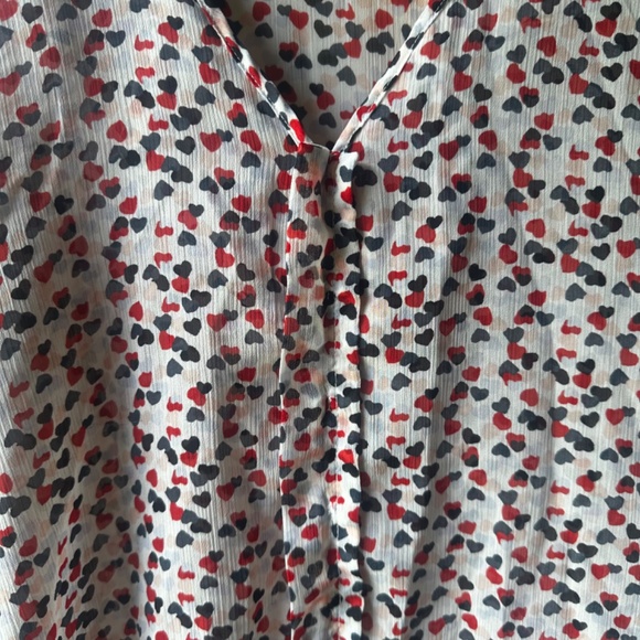 Loft Outlet sheer, with ruffle and V neck with ruffle button down Blouse.. - Picture 7 of 13